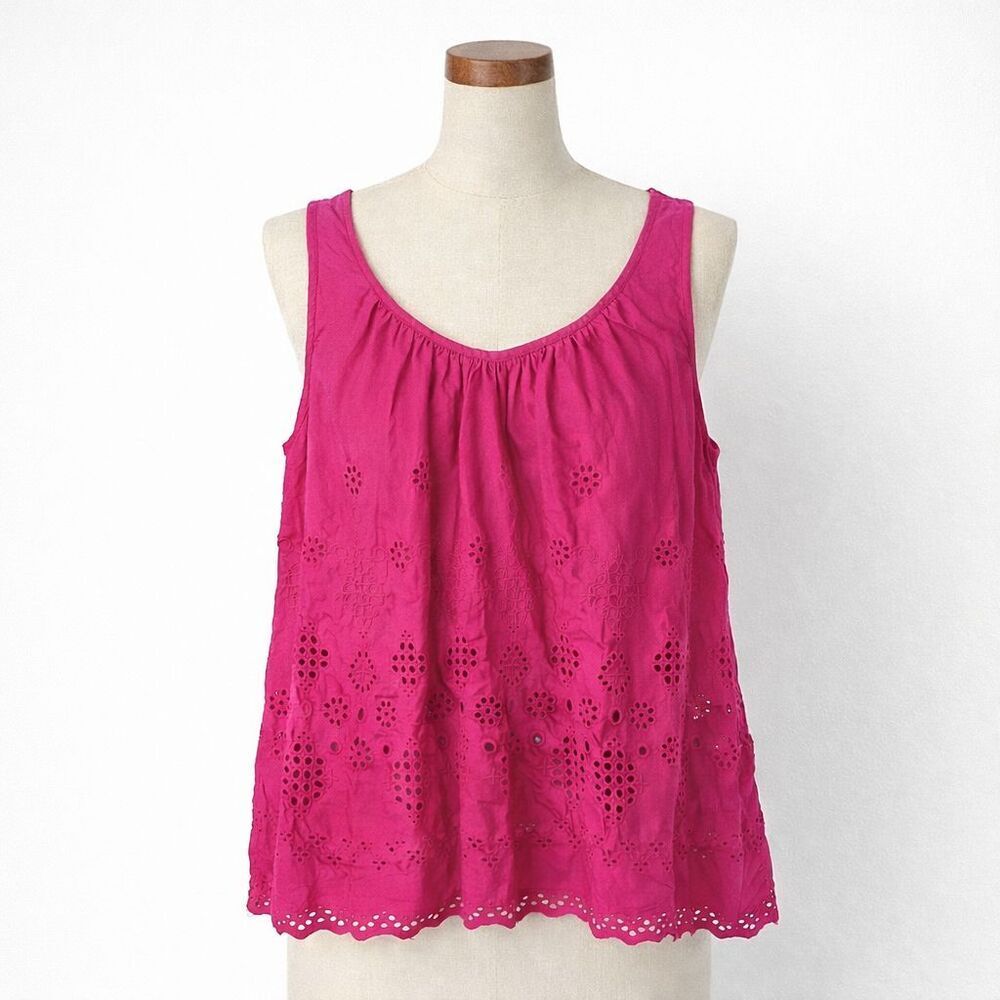 Anthropologie Fuchsia Eyelet Cotton Tank